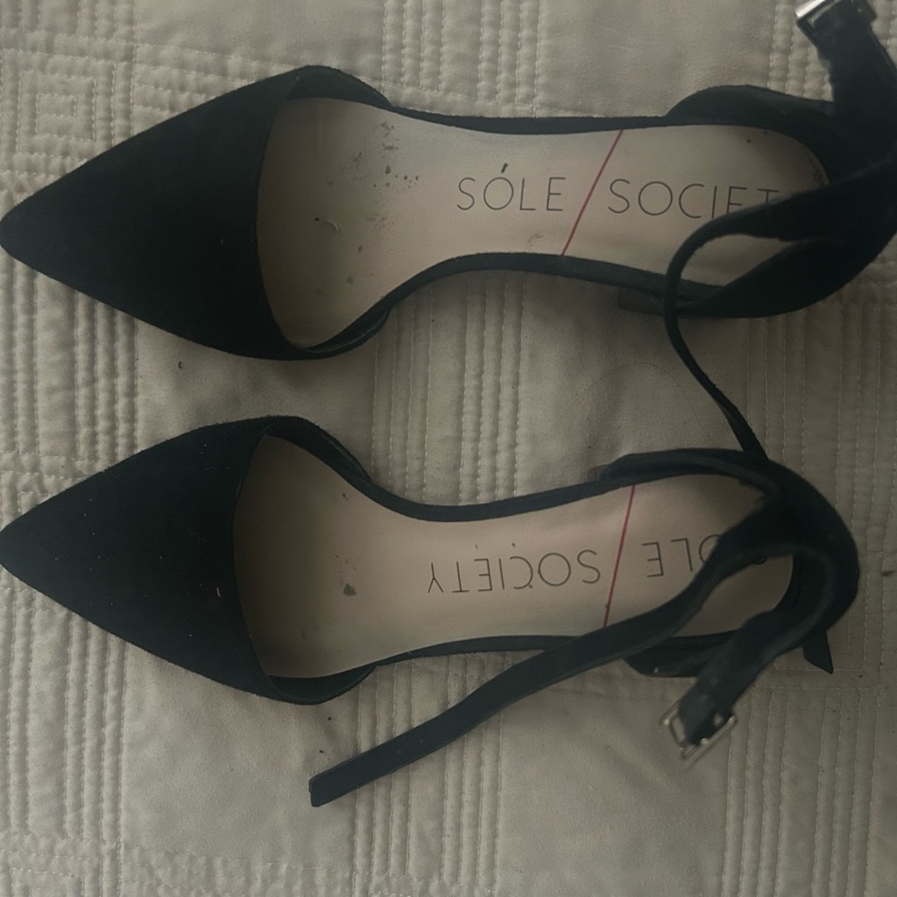 Sole Society Women's Classic Black Ankle Strap Heels